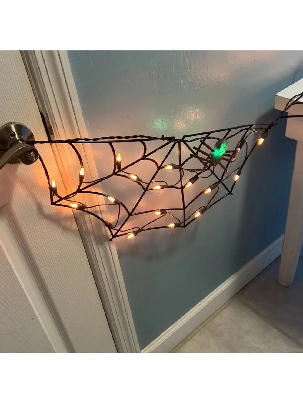 Halloween Spiderweb Light Decoration - Black with Amber Lights